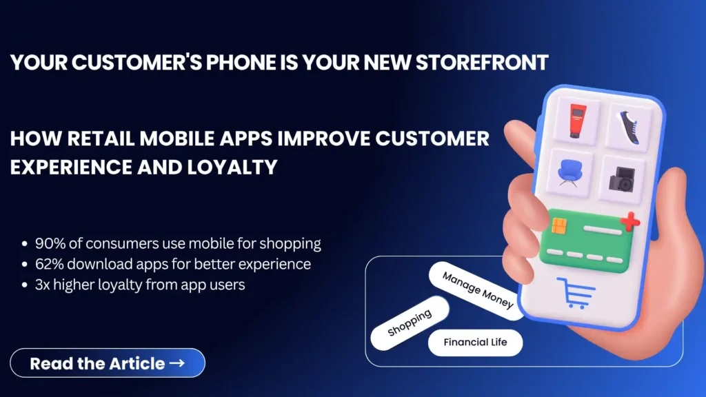 Customer using a retail mobile app for shopping, rewards, and personalized offers.