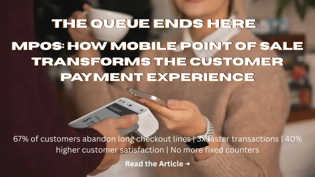 Retail associate using a mobile point of sale device to process a customer payment.