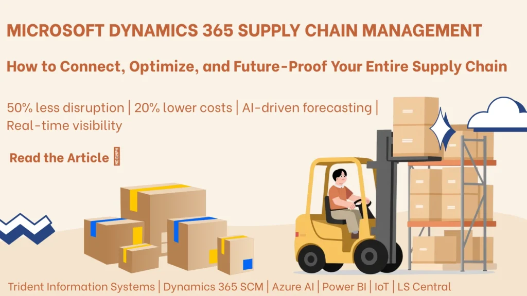 Microsoft Dynamics 365 Supply Chain Management dashboard tracking inventory, logistics, and operations.