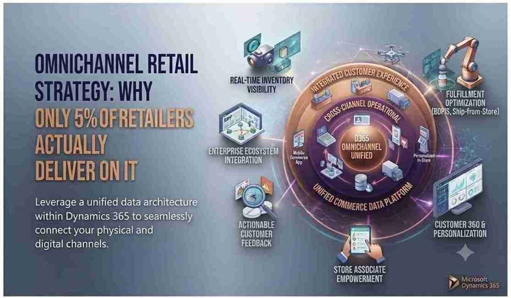 Omnichannel retail strategy connecting POS, eCommerce, inventory, customer data, and analytics across retail channels.