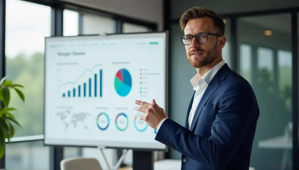 Business dashboard visualizing data insights using Microsoft Power BI for strategic decision-making and growth