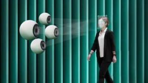 AI Vision security system analyzing real-time video feed to detect threats and reduce blind spots.