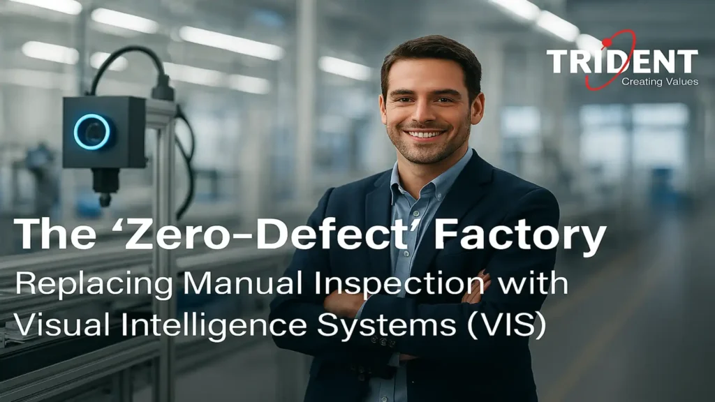Automated Visual Intelligence System inspecting products on a factory line, ensuring zero-defect manufacturing without manual intervention.