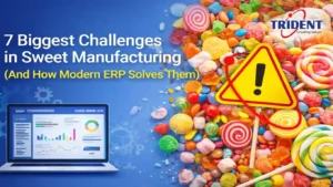 Modern ERP optimizing inventory and production in sweet manufacturing.