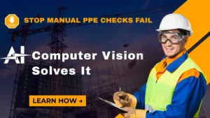 AI PPE detection using computer vision for workplace safety. Automated PPE monitoring system identifying compliance violations.