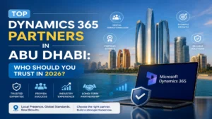 Business leaders evaluating top Microsoft Dynamics 365 partners for ERP and CRM implementation in Abu Dhabi.