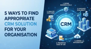 Business team evaluating CRM software features, customer data, sales pipeline, and analytics.