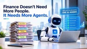 AI agents automating finance processes including reconciliation, reporting, invoice processing, and financial analysis.
